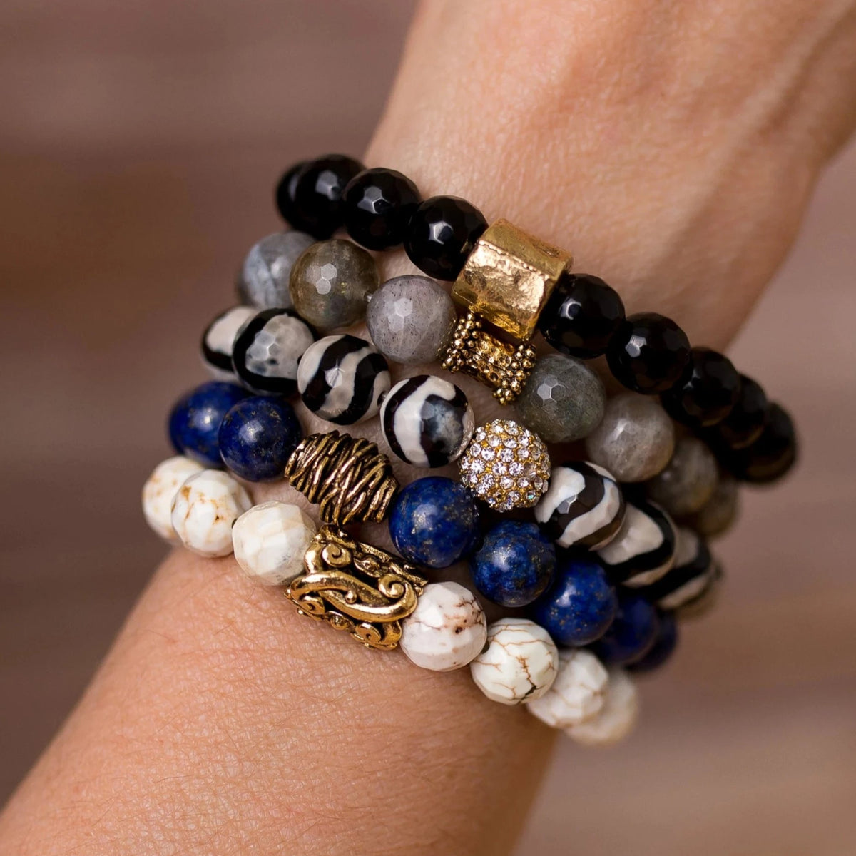 Blue and Black Bracelet Stack - Handmade – Swara Jewelry